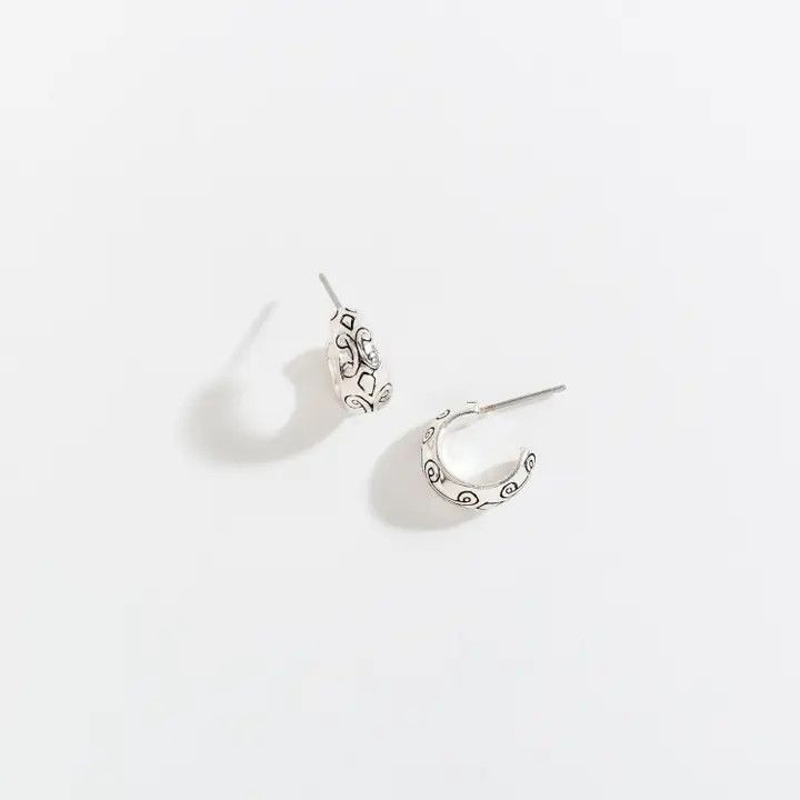 Antique Silver Hoop Ear Sense Earrings