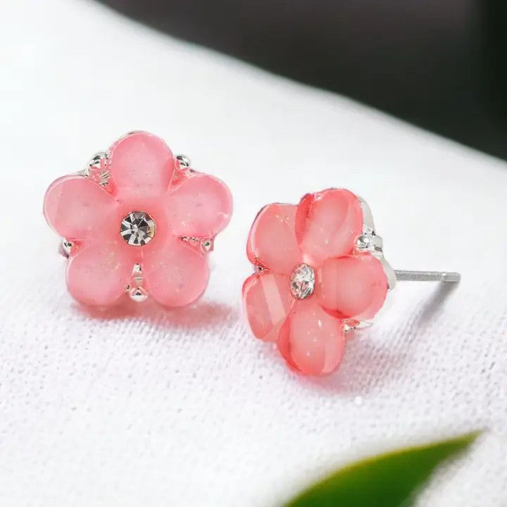 Pink Stone Flower Ear Sense Earrings