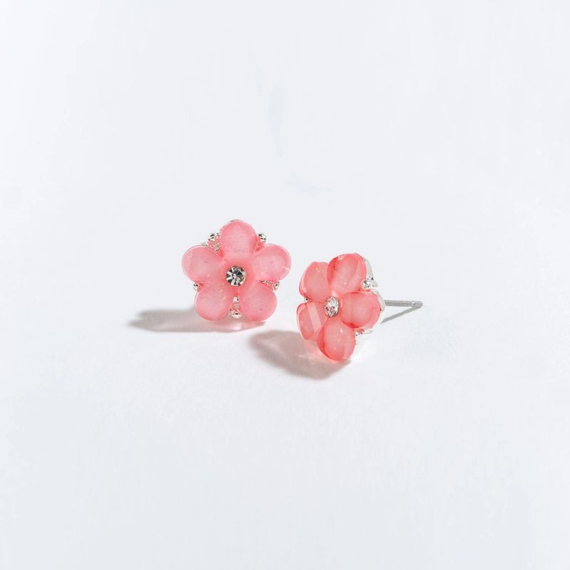 Pink Stone Flower Ear Sense Earrings