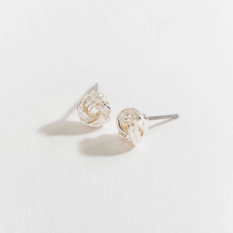 Love Knot Ear Sense Stud Earrings- Silver
