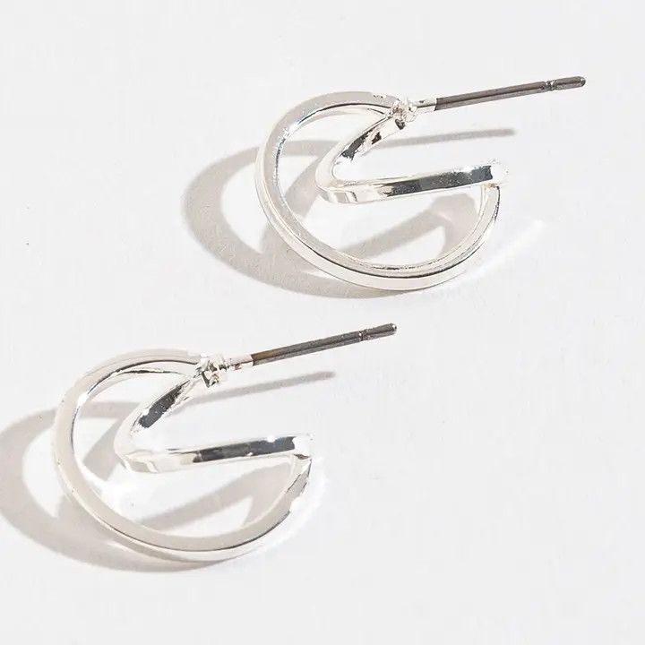 Silver Double Hoop Earsense Earrings