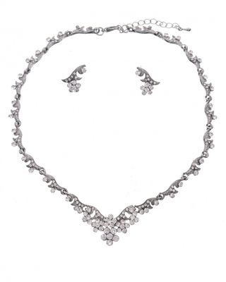 METAL RHINESTONE NECKLACE &amp; EARRING SET