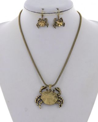 CRAB  METAL NECKLACE &amp; EARRING SET