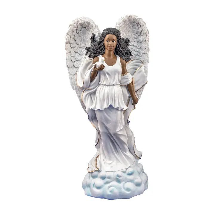 African American Angel with Dove, 10"H