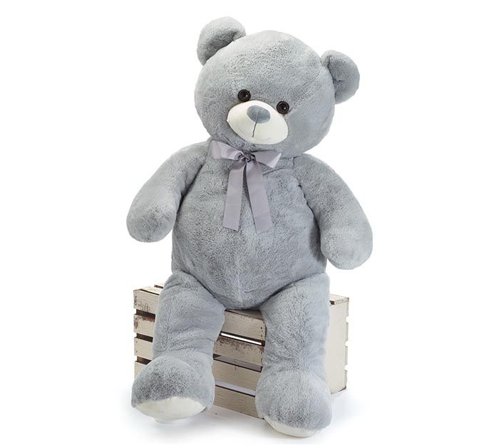 PLUSH 40" GRAY BEAR WITH G