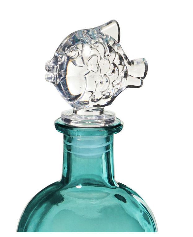Glass Oil Bottle with Coastal Topper Fish