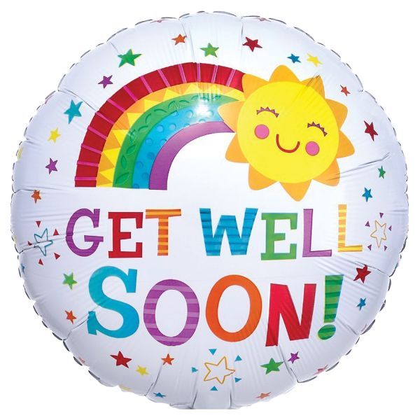 Get Well Soon Rainbow &amp; Sun Premium Foil Balloon