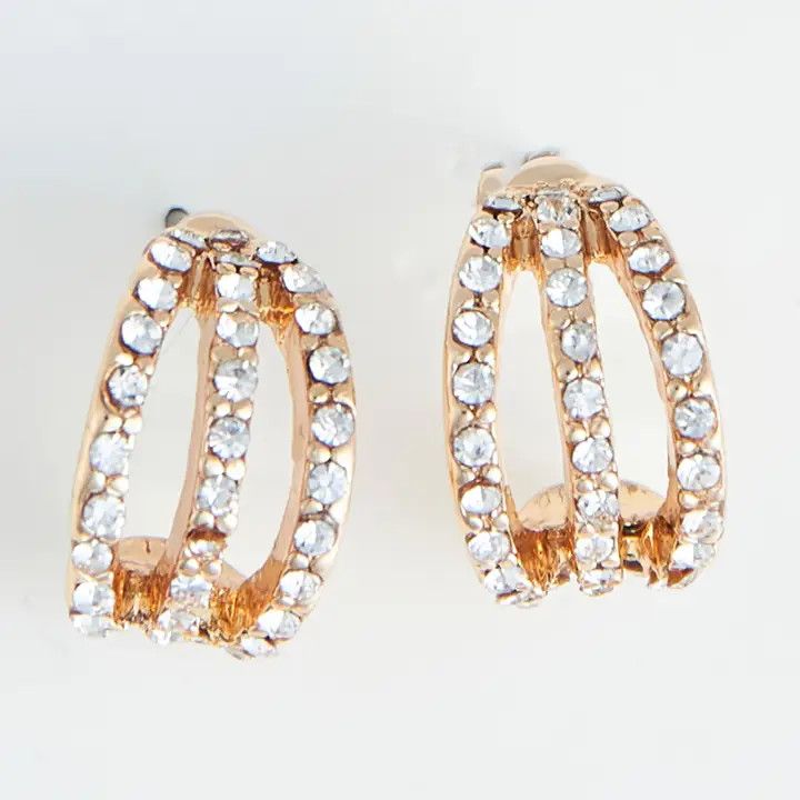 Ear Sense Gold Pave Crystal Hoop Earrings