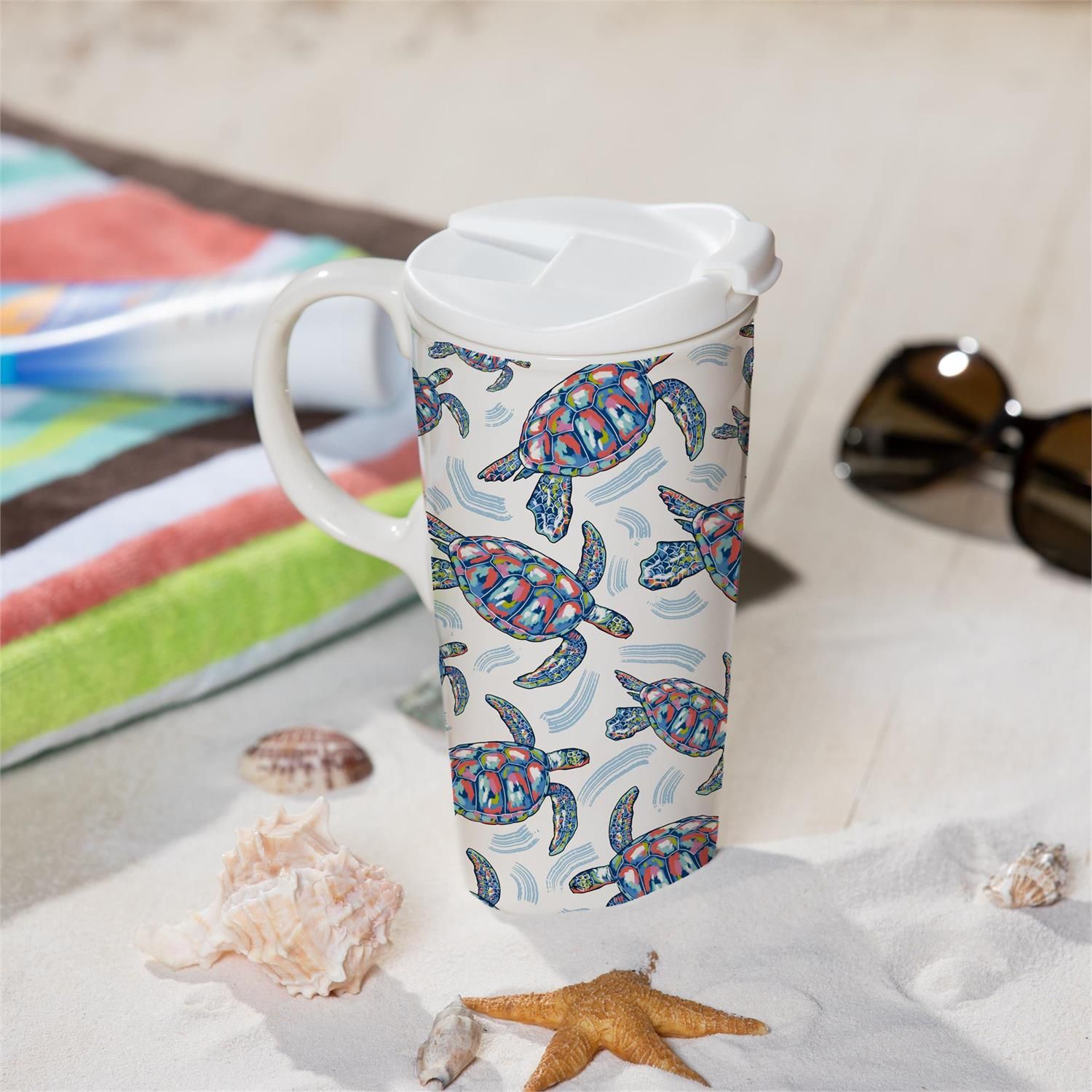 Blue Coastal Sea Adventures Travel Cup Ceramic