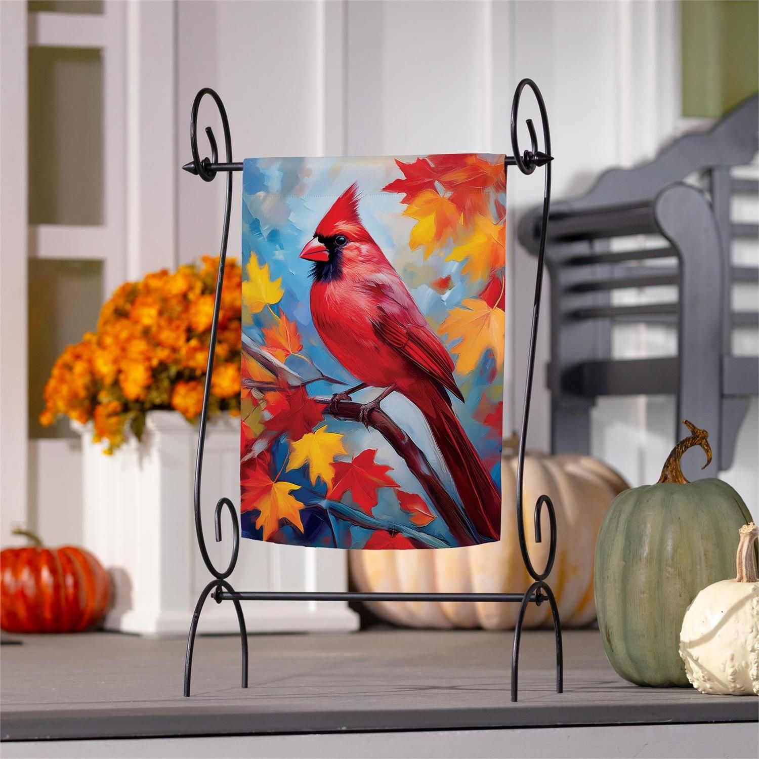Colorful Cardinal Suede Flag Garden