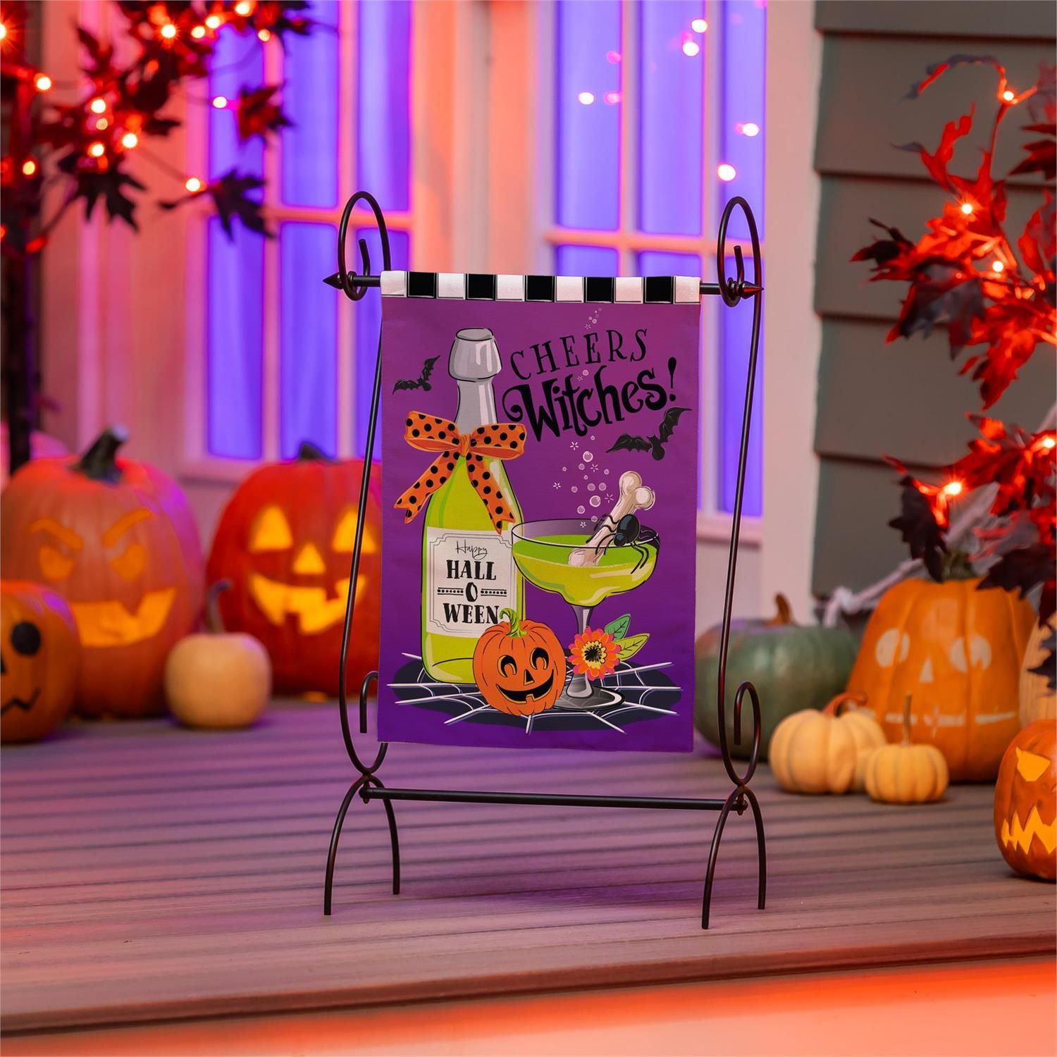 Cheers Witches! Burlap Flag Garden