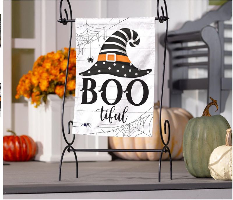 Boo-tiful Witch Hat Moire Flag Garden