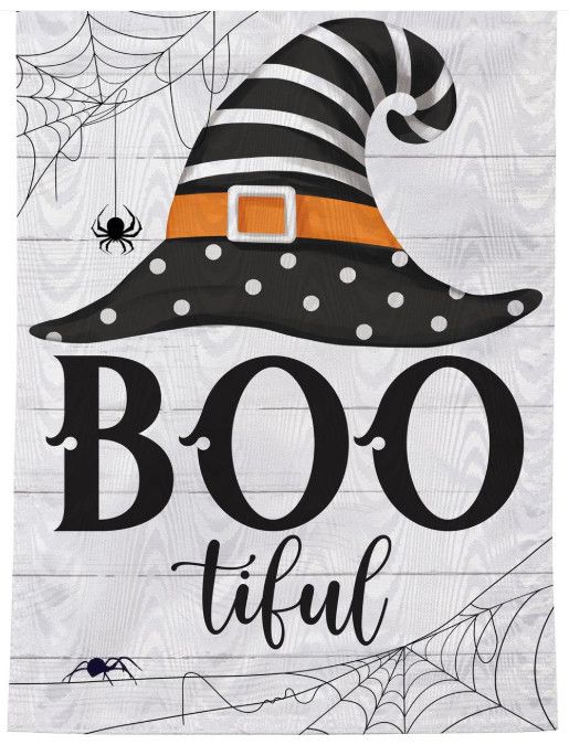 Boo-tiful Witch Hat Moire Flag Garden