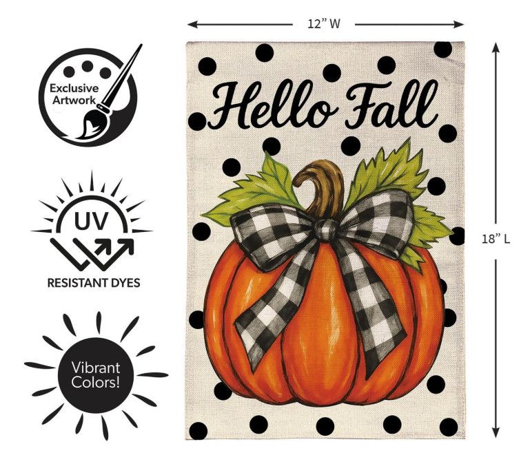 Checkered Bow Pumpkin Burlap Flag Garden