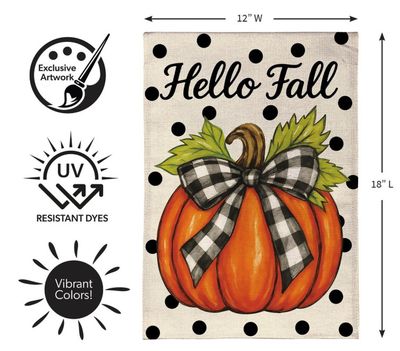 Checkered Bow Pumpkin Burlap Flag Garden