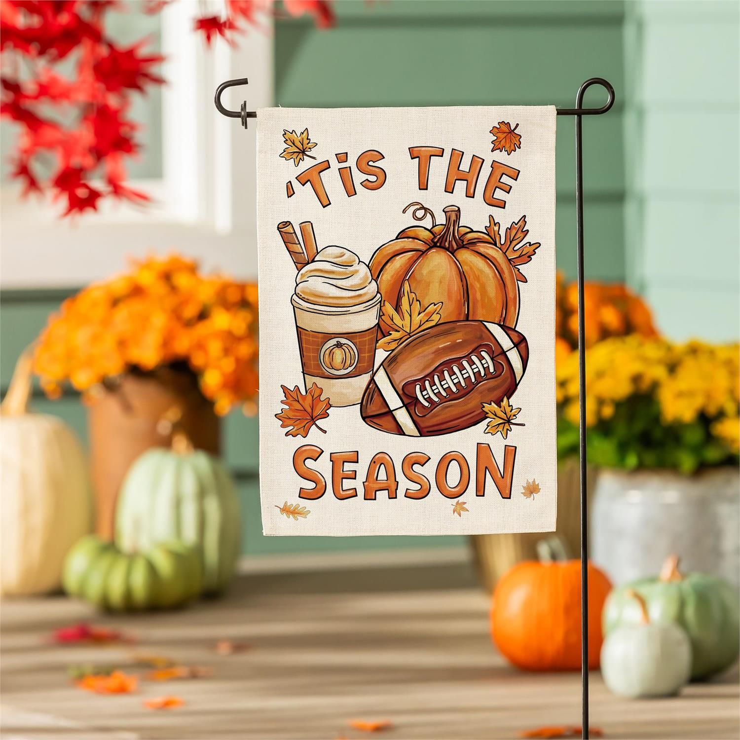 Fall Icon Season Burlap Flag Garden