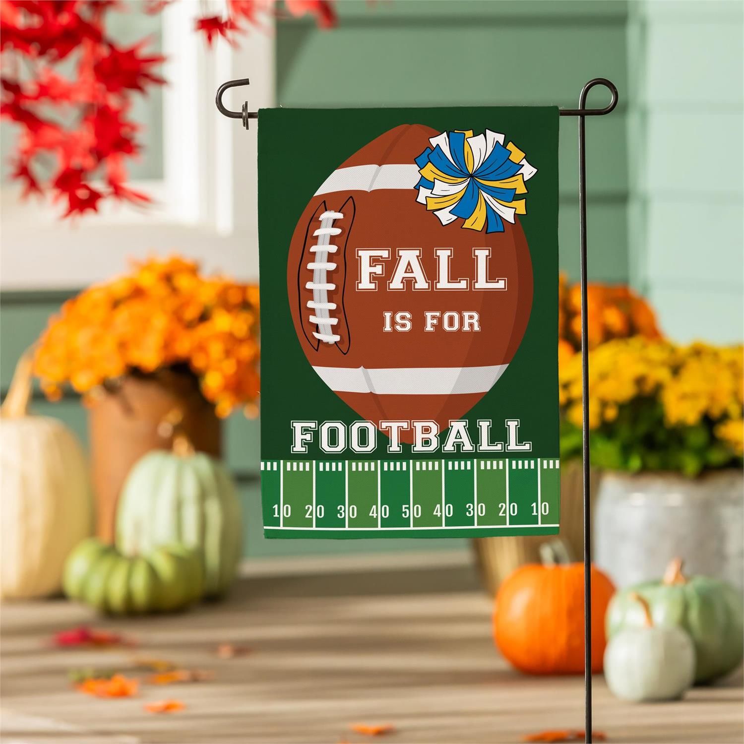Fall Football Burlap Flag Garden
