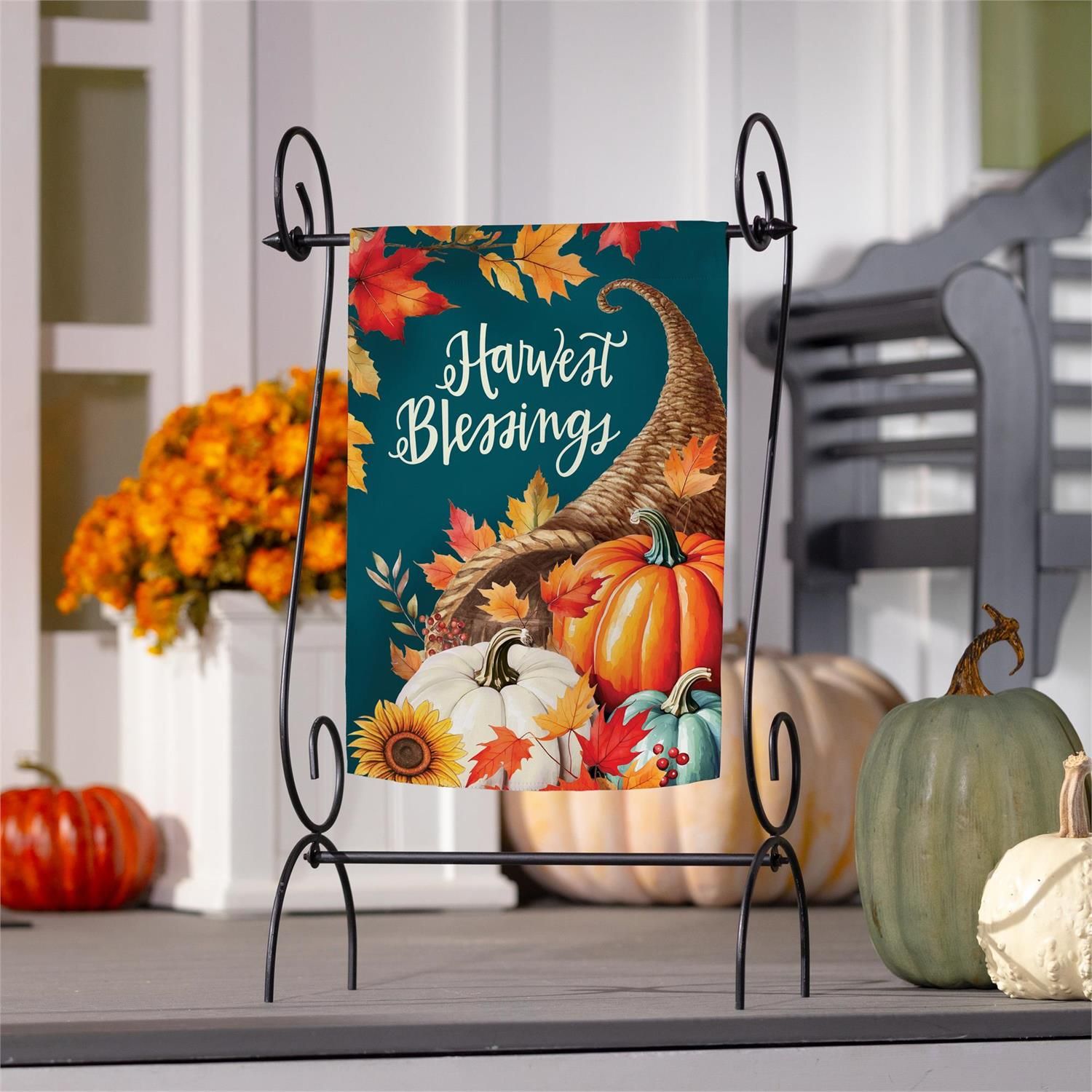 Thanksgiving Harvest Blessings Suede Flag Garden