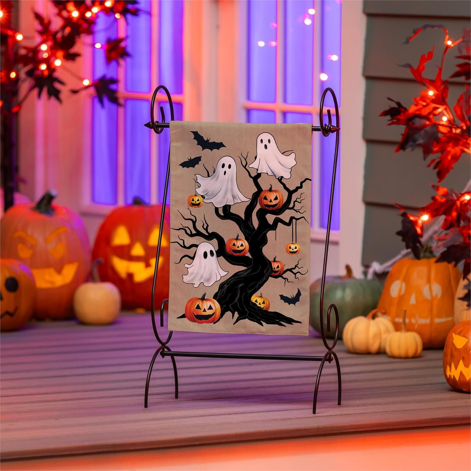 Halloween Festive Tree Burlap Flag Garden