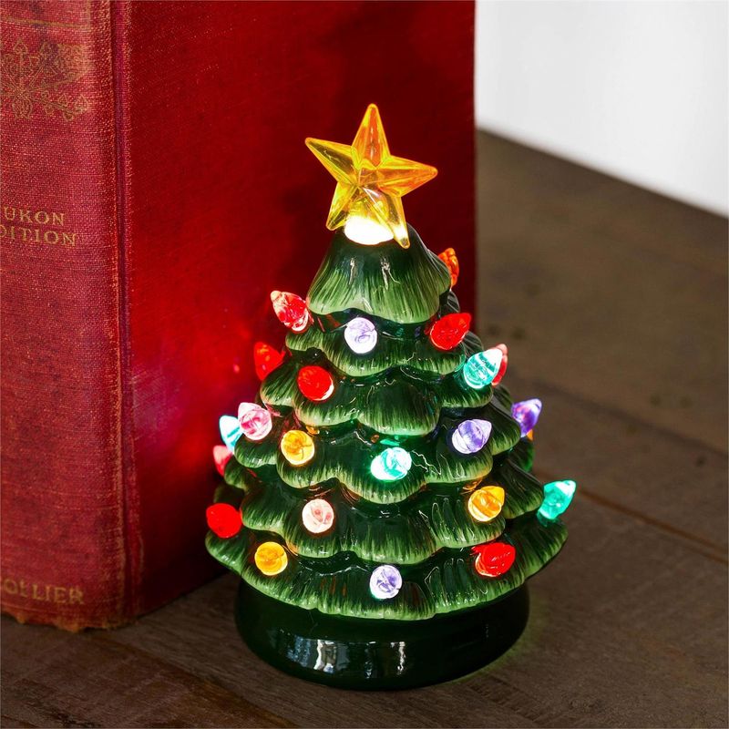 Heartfelt Cheer LED Table Decor Glass Tree with Ornaments