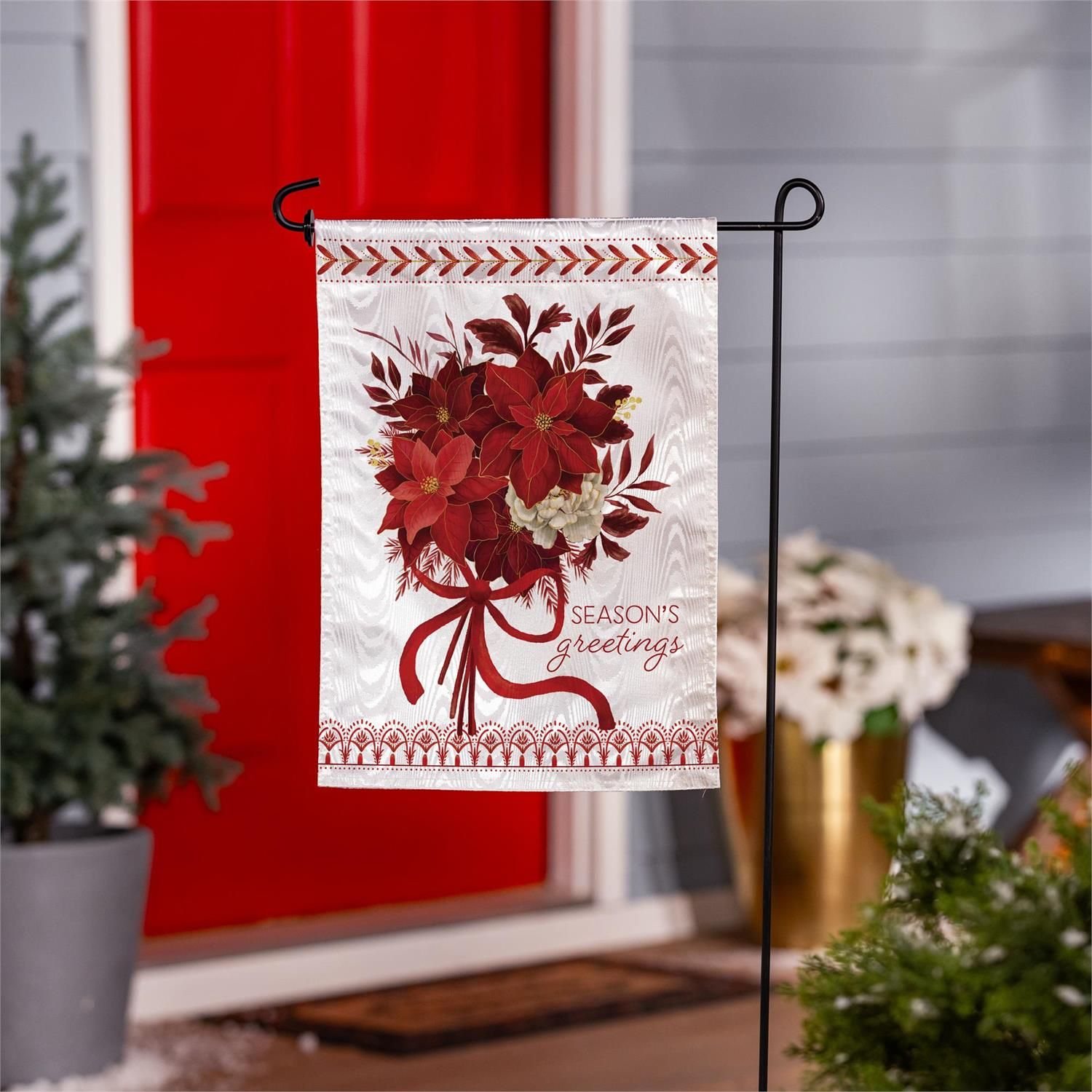 Feels Like The Holidays Floral Moire Flag Garden