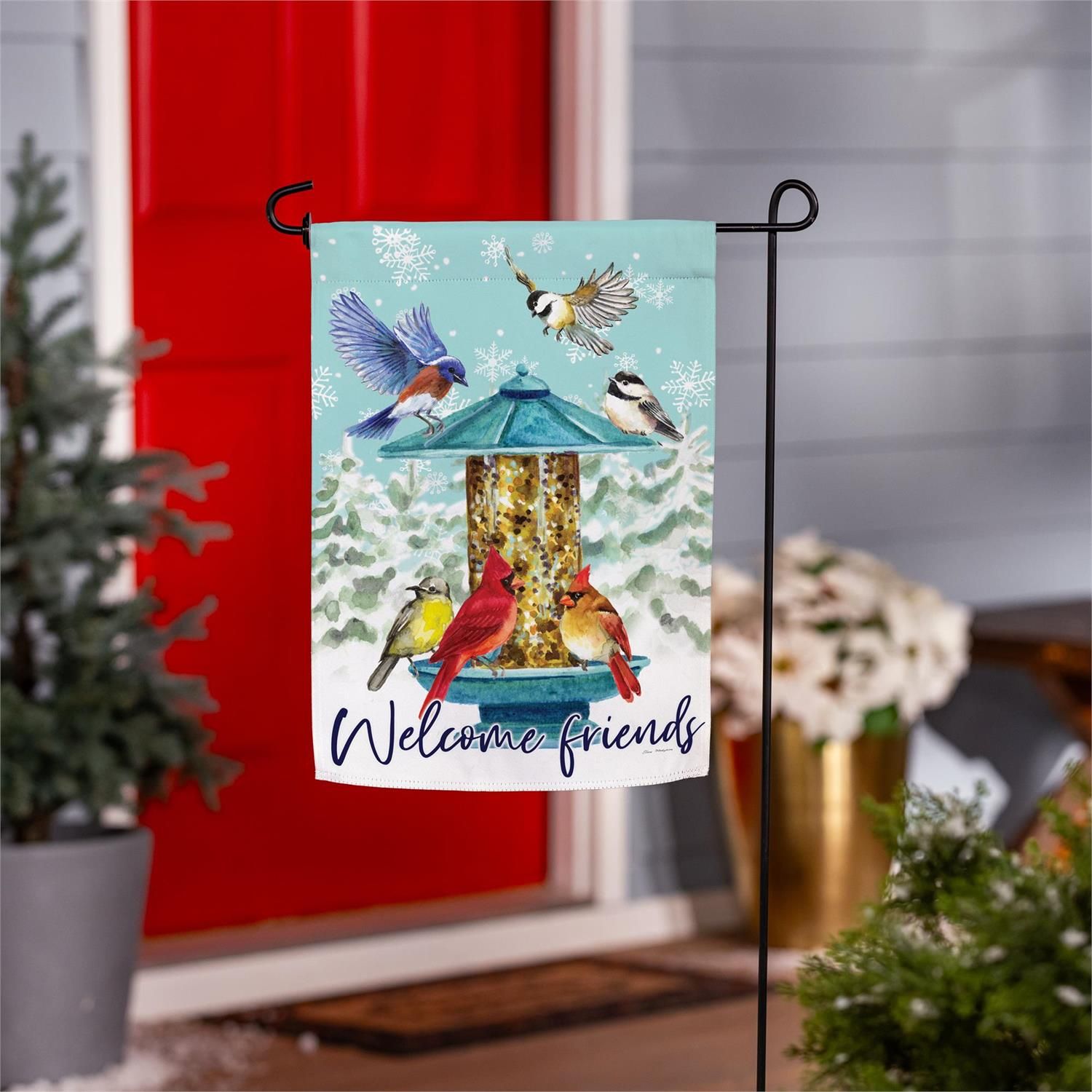 Birdfeeder Wonderland Suede Flag Garden