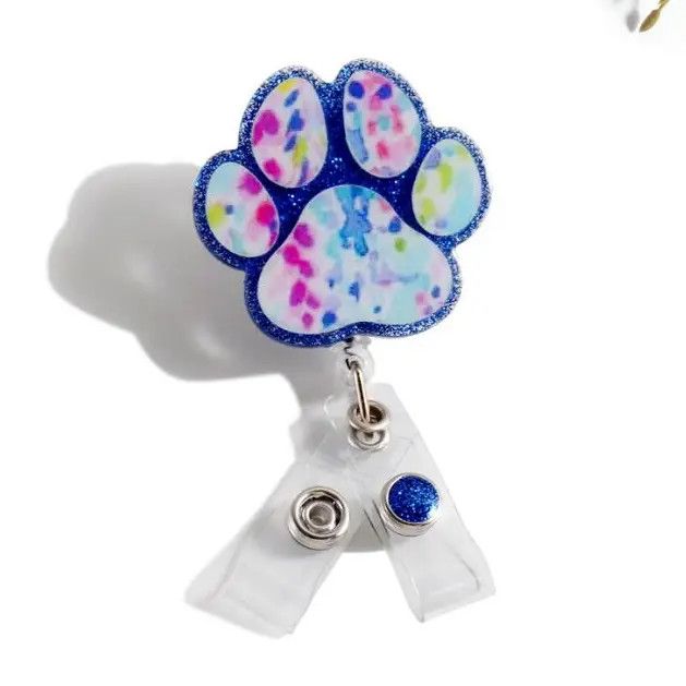 Glitterific Badge Reel Paw Print