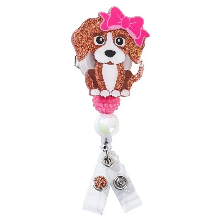 Glitterific Badge Reel Puppy Bow