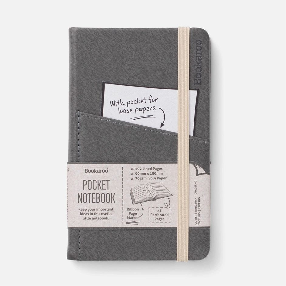 Bookaroo A6 Pocket Notebook/Charcoal
