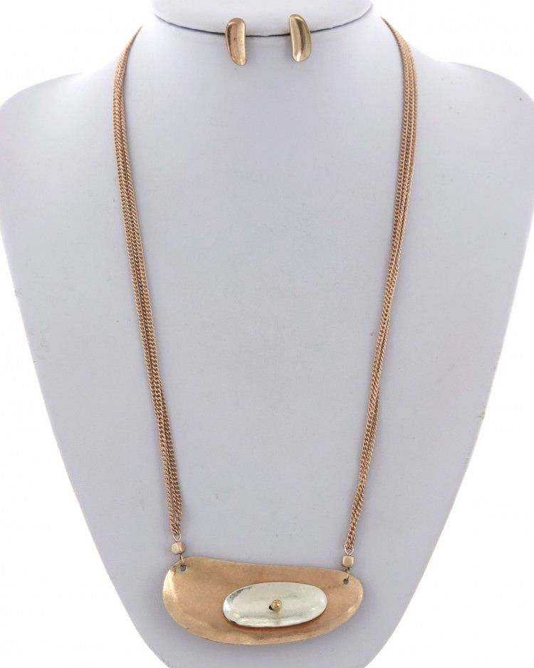 MULTI STRAND METAL NECKLACE &amp; EARRING SET