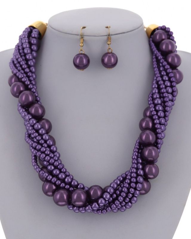 STATEMENT PEARL MULTI STRAND NECKLACE &amp; EARRING SET