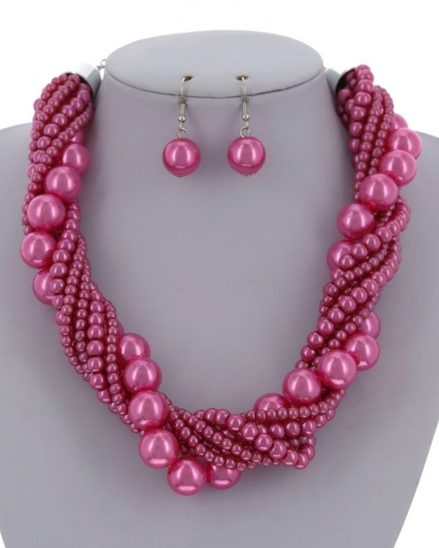 STATEMENT PEARL MULTI STRAND NECKLACE &amp; EARRING SET
