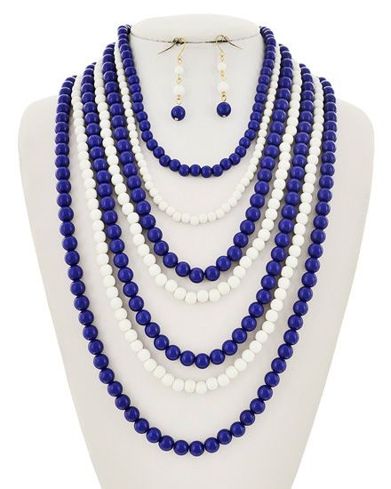 GRADUATING / MULTI ROW ACRYLIC NECKLACE &amp; EARRING SET