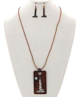 LIGHTHOUSE PENDANT NECKLACE &amp; EARRING SET