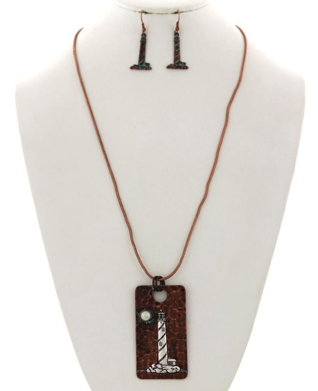 LIGHTHOUSE PENDANT NECKLACE &amp; EARRING SET