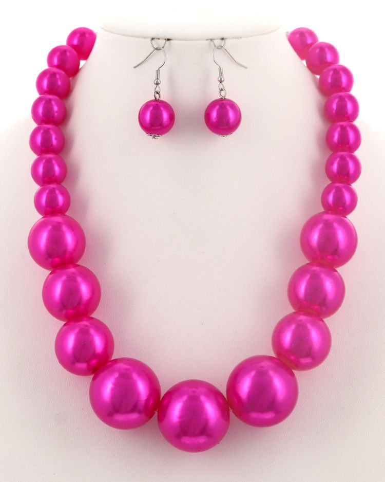 STATEMENT ACRYLIC  PEARL NECKLACE &amp; EARRING SET