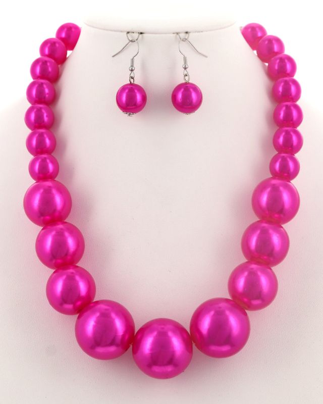 STATEMENT ACRYLIC  PEARL NECKLACE &amp; EARRING SET