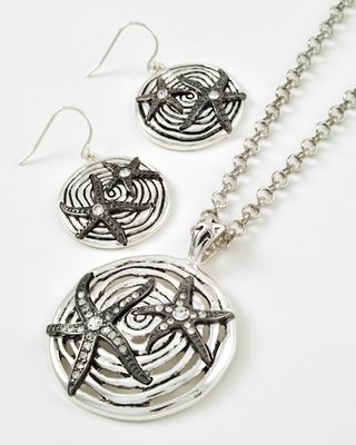 STARFISH RHINESTONE NECKLACE &amp; EARRING SET