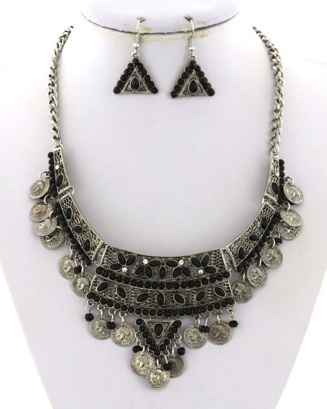 ACRYLIC DROP NECKLACE &amp; EARRING SET