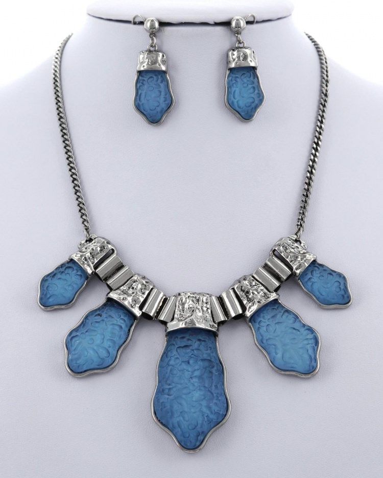 ACRYLIC METAL GRADUATING NECKLACE &amp; EARRING SET