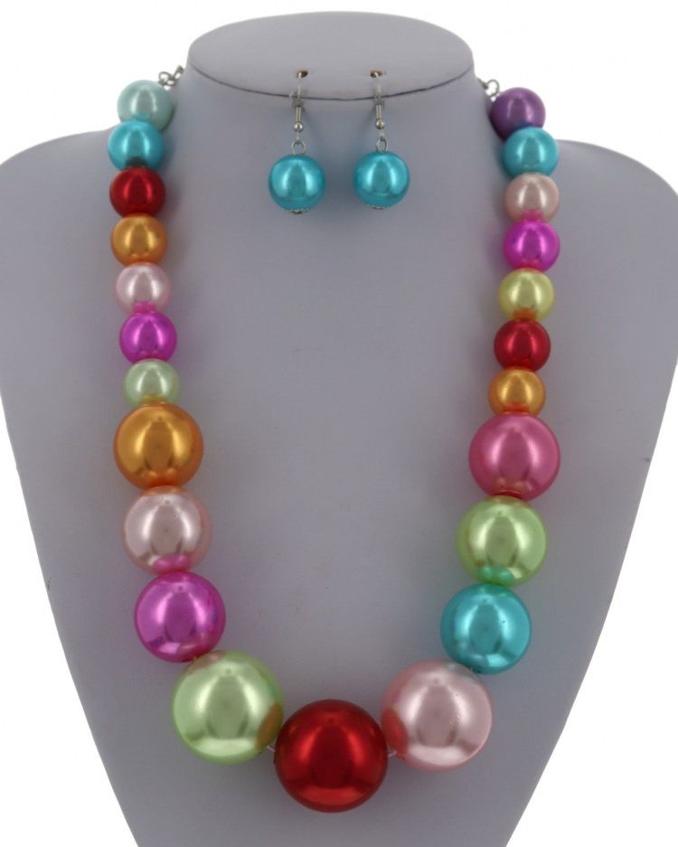 STATEMENT ACRYLIC  PEARL NECKLACE &amp; EARRING SET