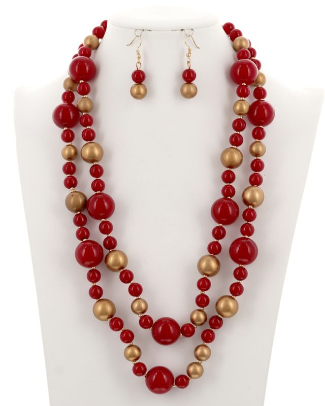 MULTI ROW PEARL NECKLACE &amp; EARRING SET