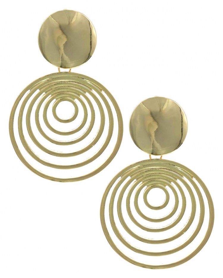 CIRCLE METAL STATEMENT DROP EARRING SET