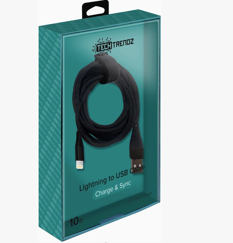 10ft iPhone Fast Charging Cable/Black