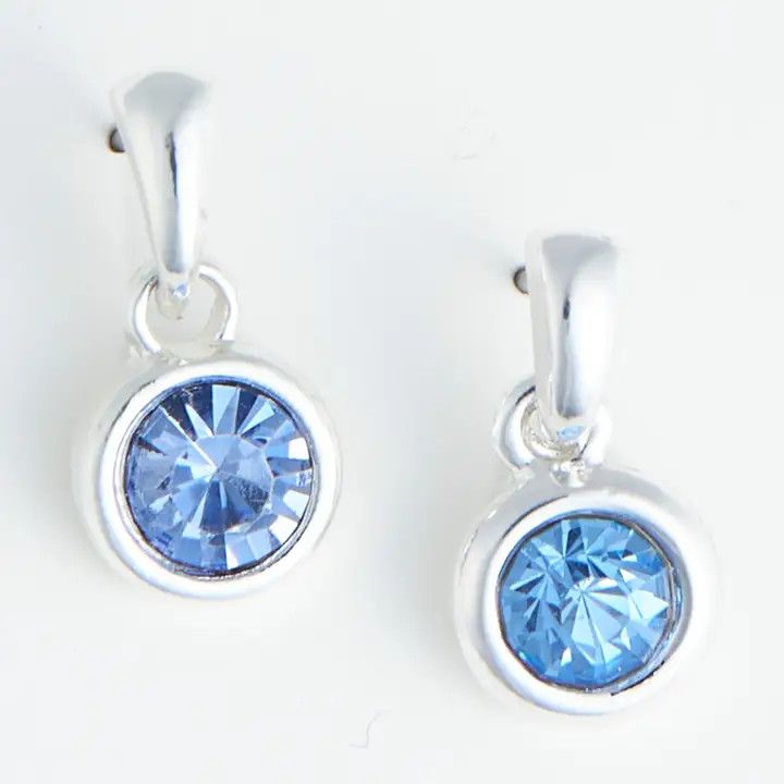 Ear Sense Silver Blue Crystal Drop Earrings