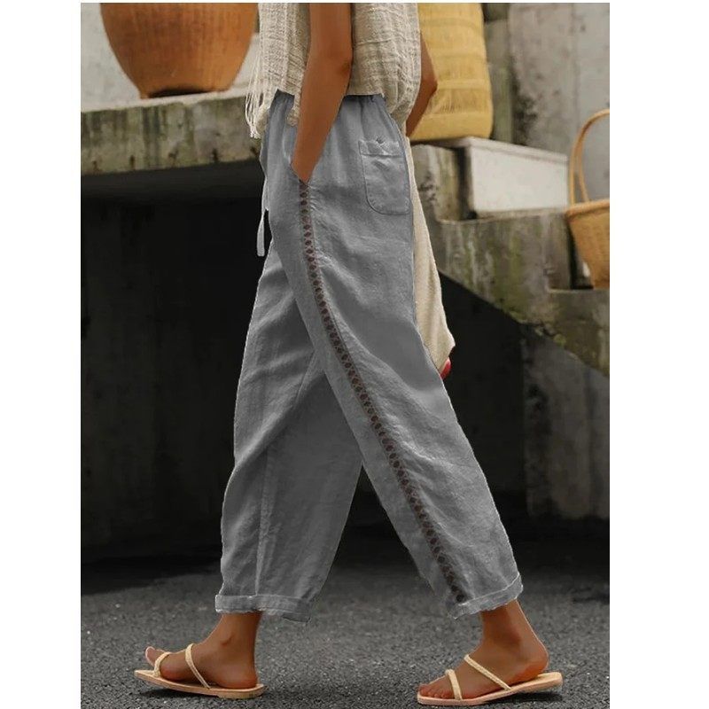 Womene's Lace Hollow Out Patchwork Cropped Pants