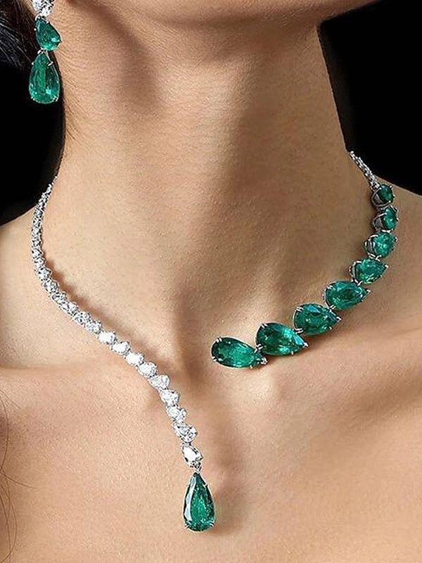 Original Stylish Statement Crystal Necklace SILVER / One_size