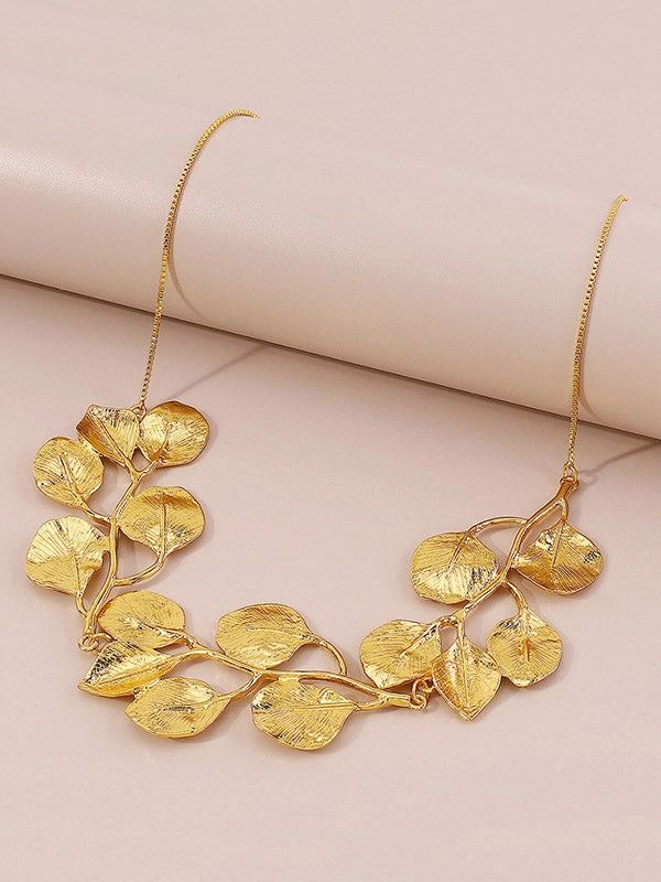 Leaves Shape Solid Color Necklaces Accessories GOLD / One_size