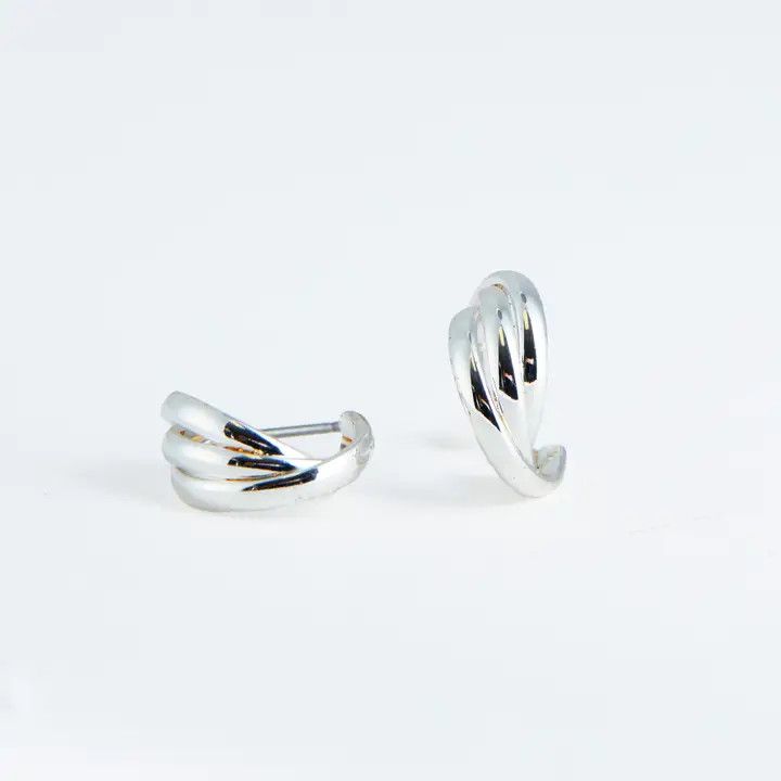 Hoop Earrings Ear Sense Triple Loop Nickel-Free Jewelry Silver