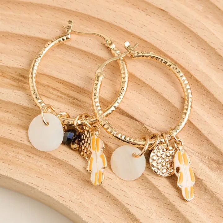 Hoop Earrings Textured Gabby Multi Charm Dahlia